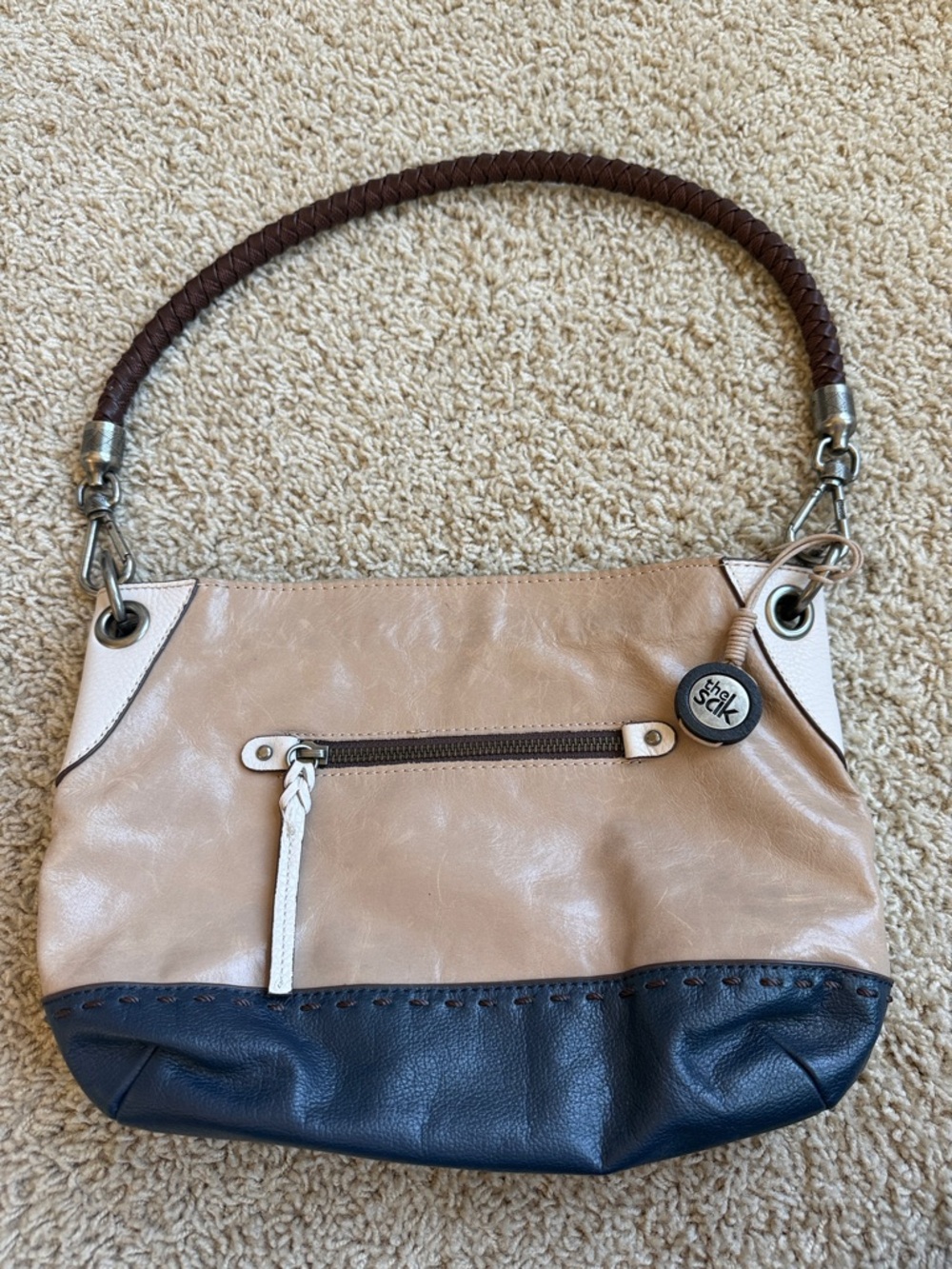 The Sak - Kendra Hobo - Small Shoulder Bag - Gray Tan Ivory Leather